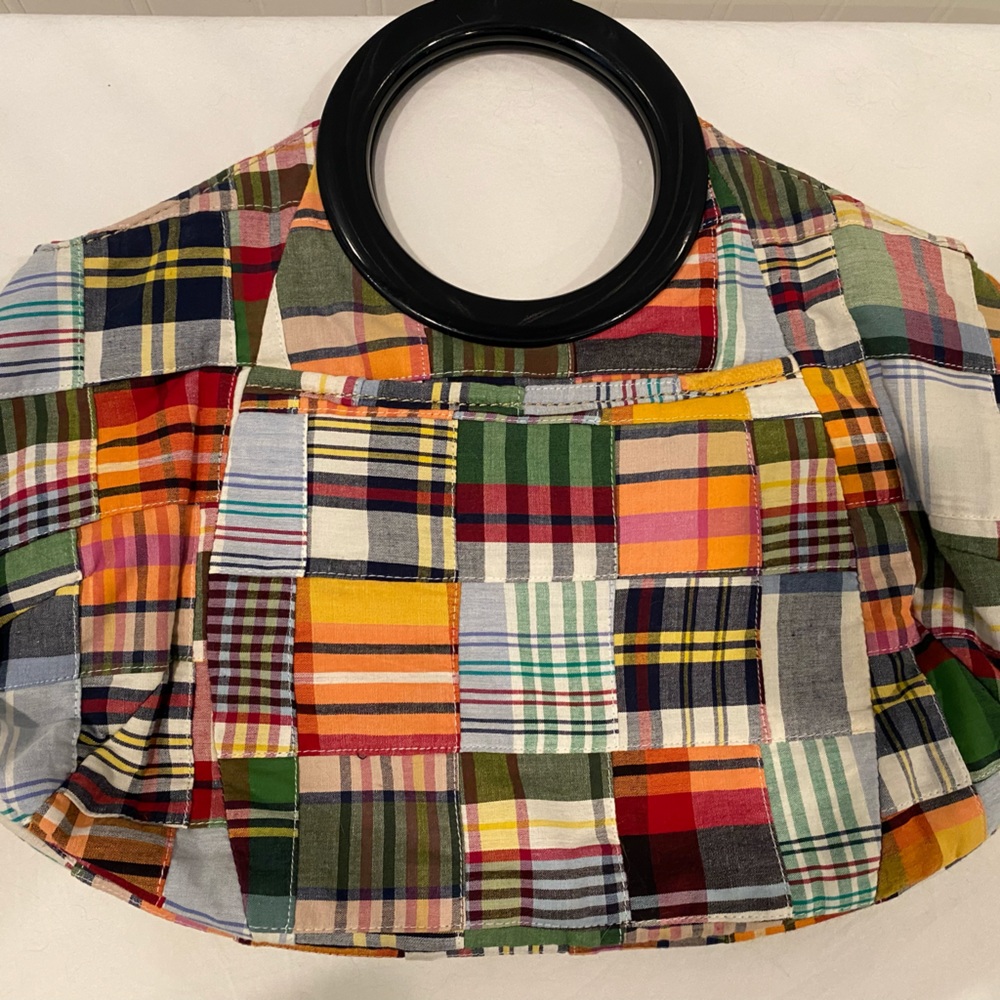 J Crew Madras Patchwork Handle Bag (Bermuda Bag)
